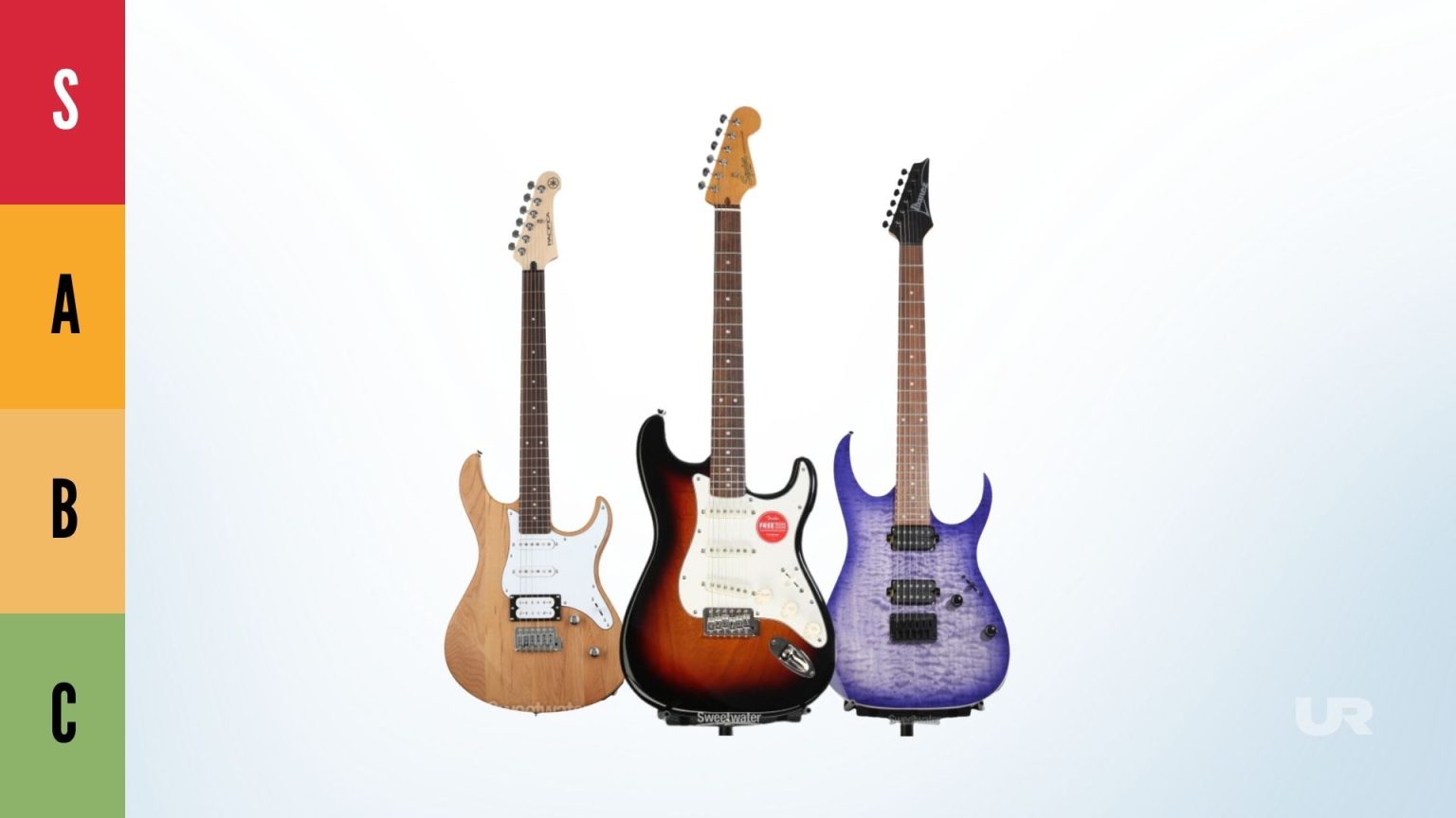 Squier Classic Vibe ’60s Stratocaster, Yamaha Pacifica PAC112V, and Ibanez RG421QM – best electric guitars under $500